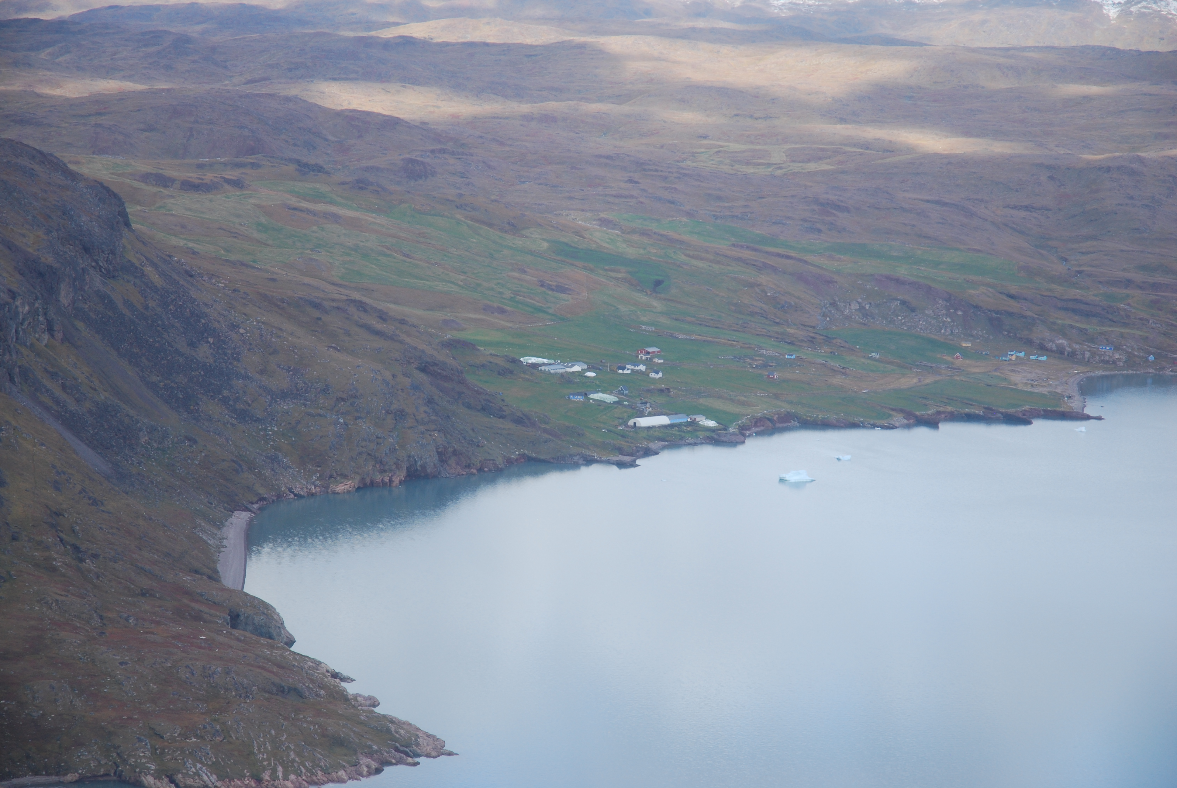 Ariel view of a sheep farm in South Greenland