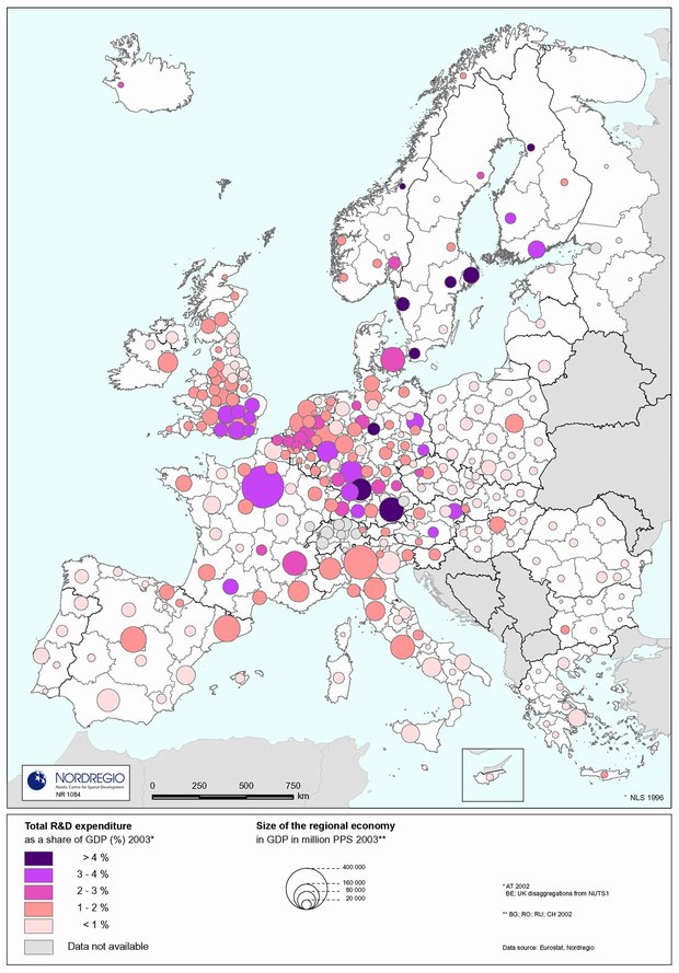 Total R&D expenditure as a share of GDP 2003.