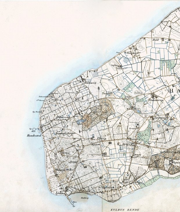 Hundested, Zealand, in 1897. Map provided by www.kms.dk