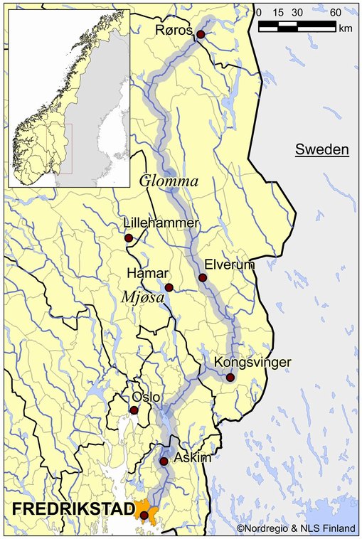  Fredrikstad at the outlet of Glomma in southern Norway.