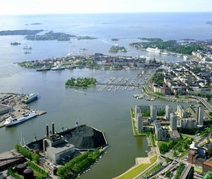 Current Kalasatama (Fisherman's Wharf) site with power-station. Photo provided by Helsinki Municipal Planning Office.