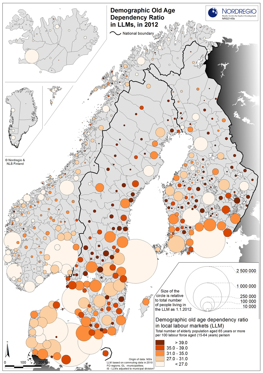 Demographic Old Age Dependency Ratio in 2012